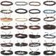 31Pcs Braided Leather Bracelets For Men Women Wooden Beaded Wrist Woven Cuff Wrap Bracelet Set Adjustable